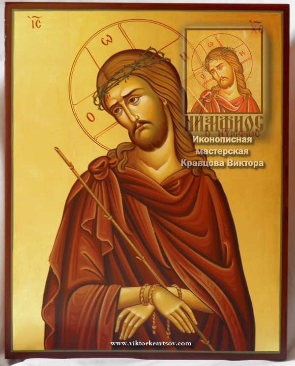 Греческая икона Иисуса Христа в терновом венце "Nymphios"