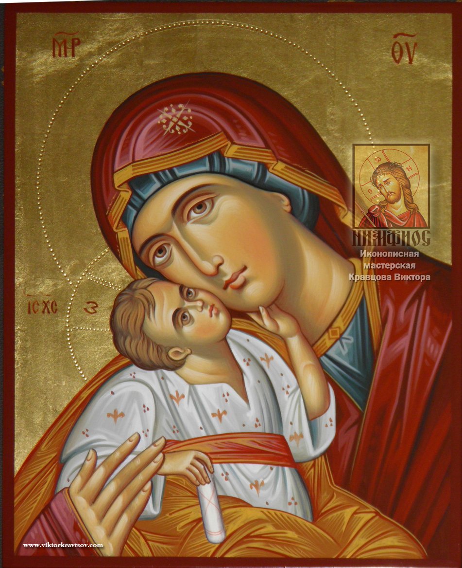 Икона Божией Матери "Сладкое Лобзание" фрагмент