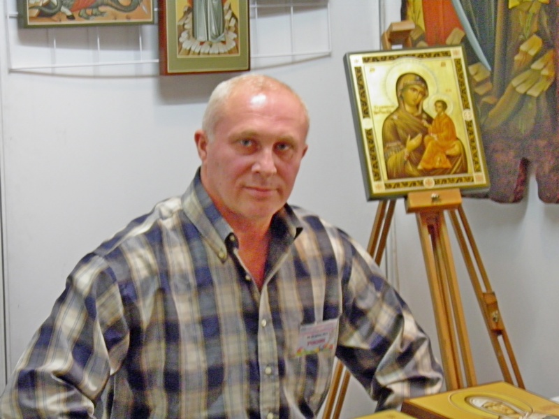 Иконописец Кравцов Виктор национальная благотворительная пасхальная ярмарка, г. Киев.