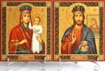 The icon of the Virgin Mary "Look down on humility" and Jesus Christ King of Kings, Lord of Lords.