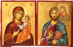The icon of the Panagia Portaitissa and the Christ Pantocrator.