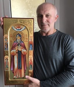 Рукописная икона Святого Даниила Московского. Иконописец Кравцов Виктор.