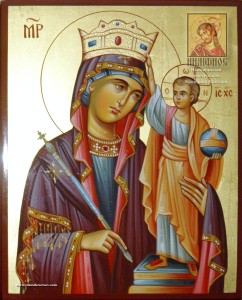 the "The Unfading Flower" icon of the Mother of God in byzantine technique.