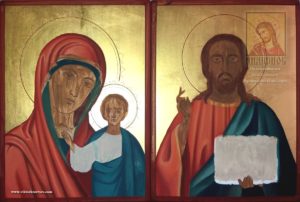 венчальные икона Богородица и Иисус Христос